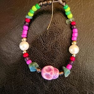 Purple Skull Beaded Bracelet